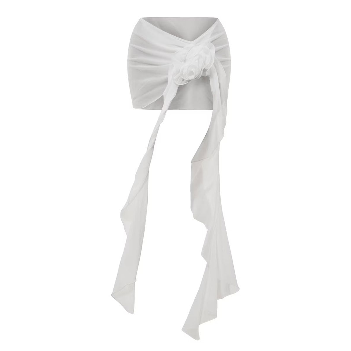 Solid Color Hollow Out Cutout Out Swimsuit Short Skirt Two Piece Set Women Floral