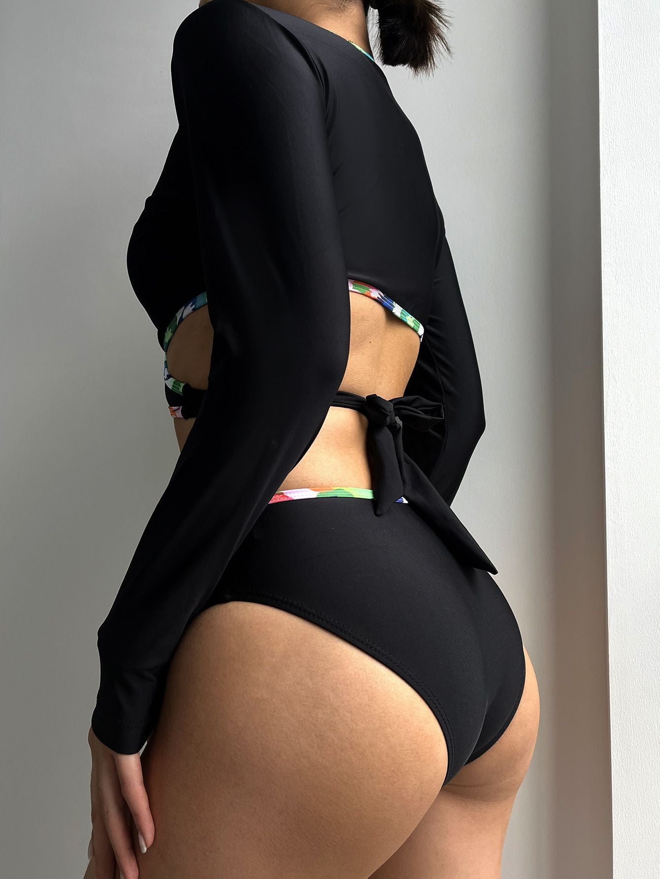 Long Sleeve Solid Color Sexy Swimsuit Bikini Swimsuit Women