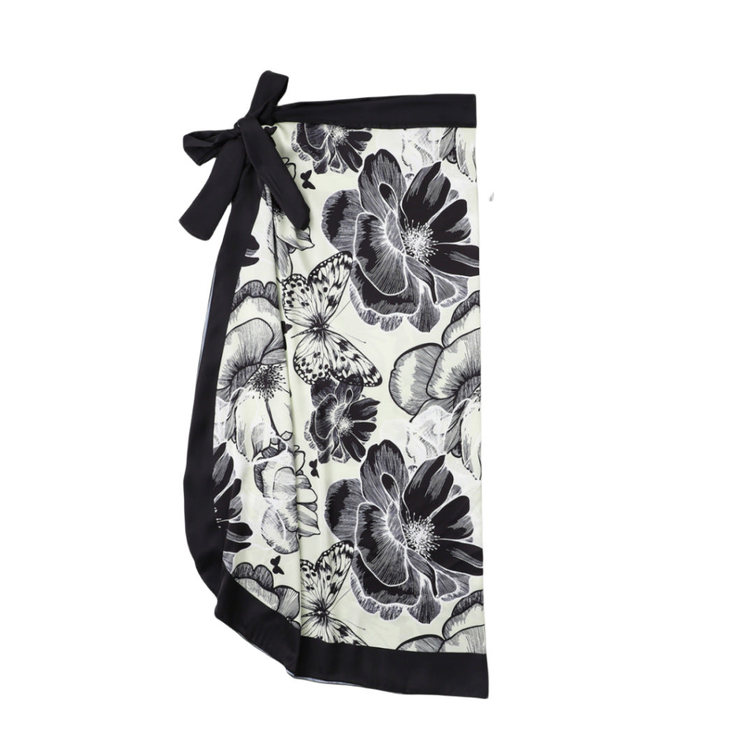 Two Piece Set Swimsuit Multi Color Printed Mesh Maxi Dress Conservative Women Swimsuit