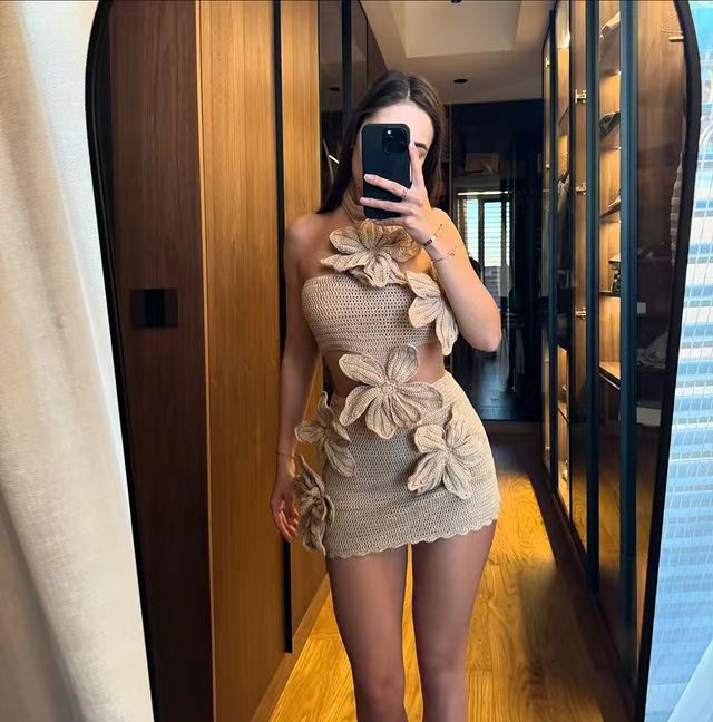 Beach Holiday Halter Floral Cutout Vacation Dress Summer