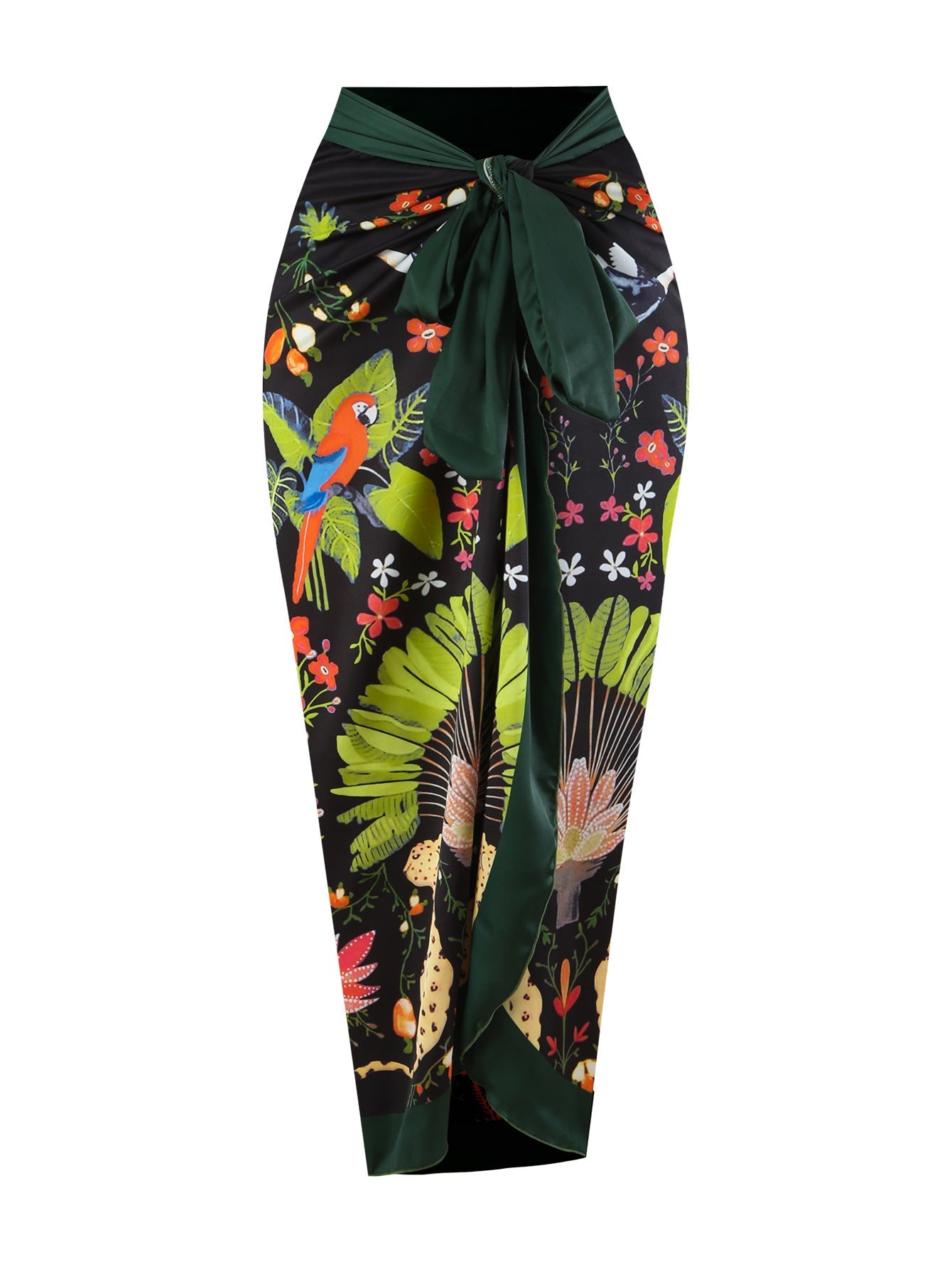 One Piece Women Printed Swimsuit Covering Belly Thin Flying Gauze Skirt Conservative Swimwear Women