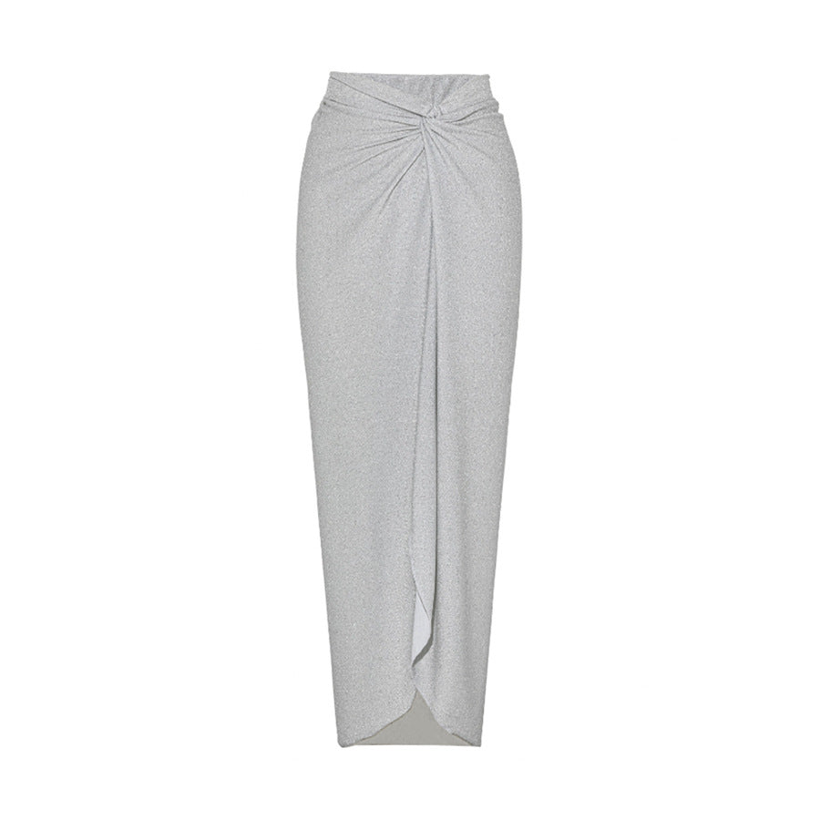 Golden Bright Surface One Piece Swimsuit Women Halter Deep V Plunge Strap Simple Sexy