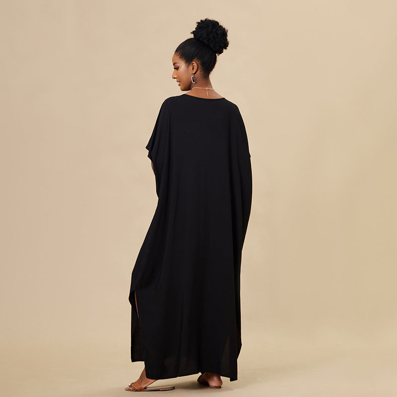 Rayon Beach Cover Up Sun Protection Shirt Women Loose Vacation Maxi Dress Swimsuit Outwear