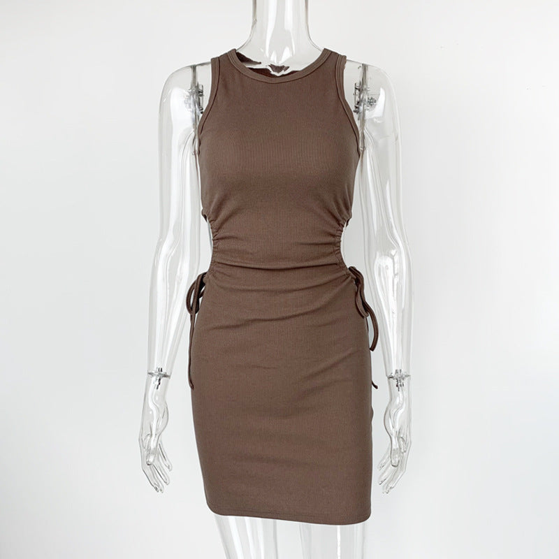 Summer Women Clothing Sexy Slim Fit Hip dress Hollow Out Cutout Out Pleating Cropped Outfit Slimming Dress