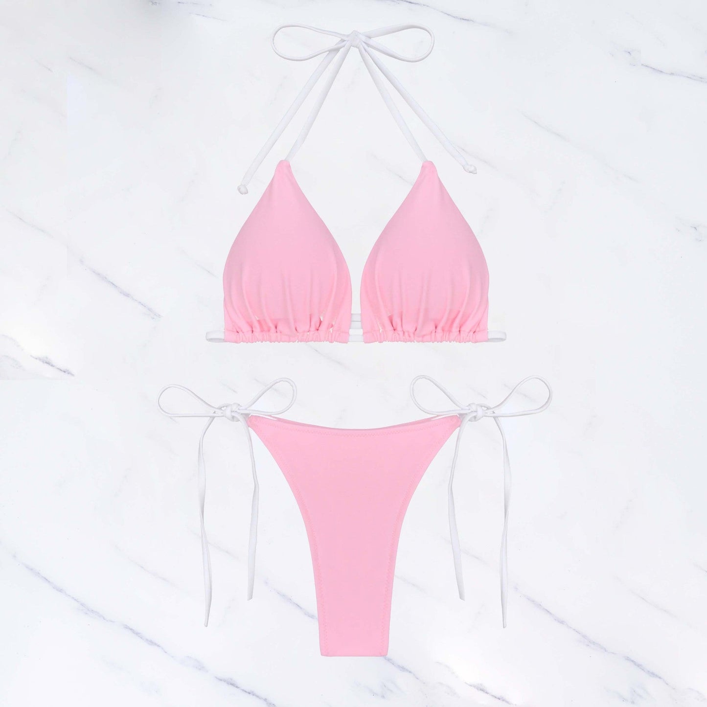 Solid Color Tied Sexy Three Point Bikini Swimwear Women