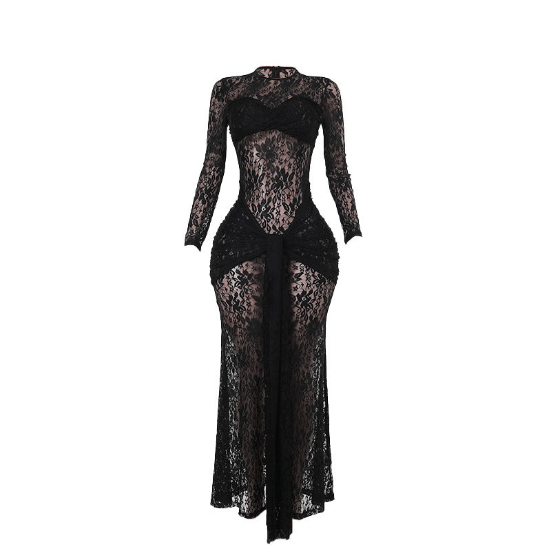 Fall Type Hip Sexy See through Slim Lace Dress Women