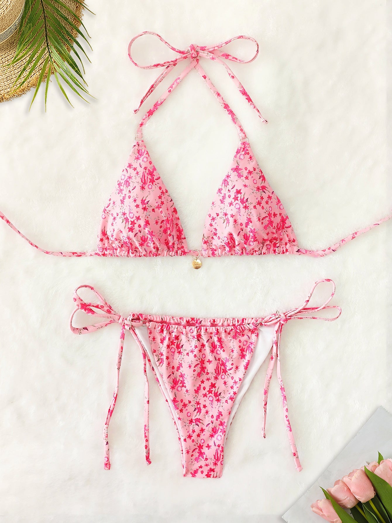 Bikini Triangle Cup Lace up Starfish Accessories Sexy Split Bikini Swimsuit for Women