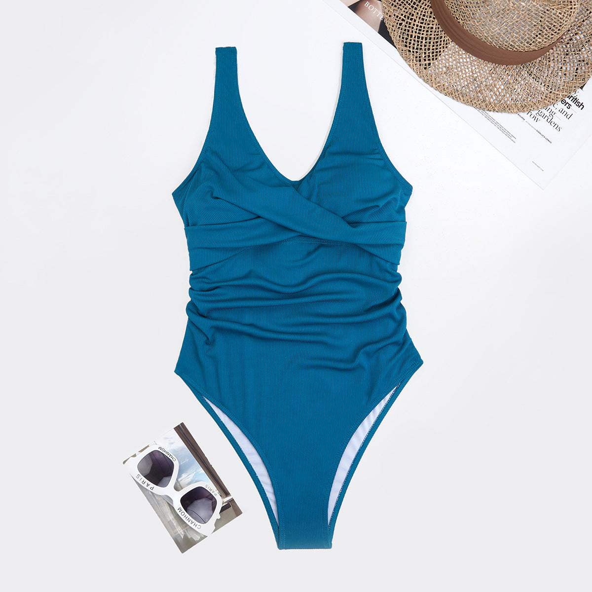 Swimsuit Women Triangle One Piece Solid Color Bikini Sports Conservative Swimsuit