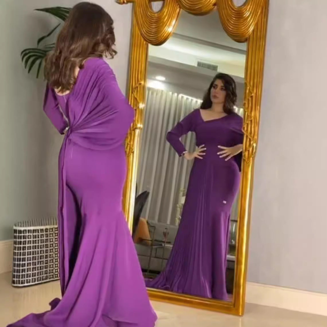 Spring Summer Women Clothing Sexy Pleated Hip Ball Gown Dress