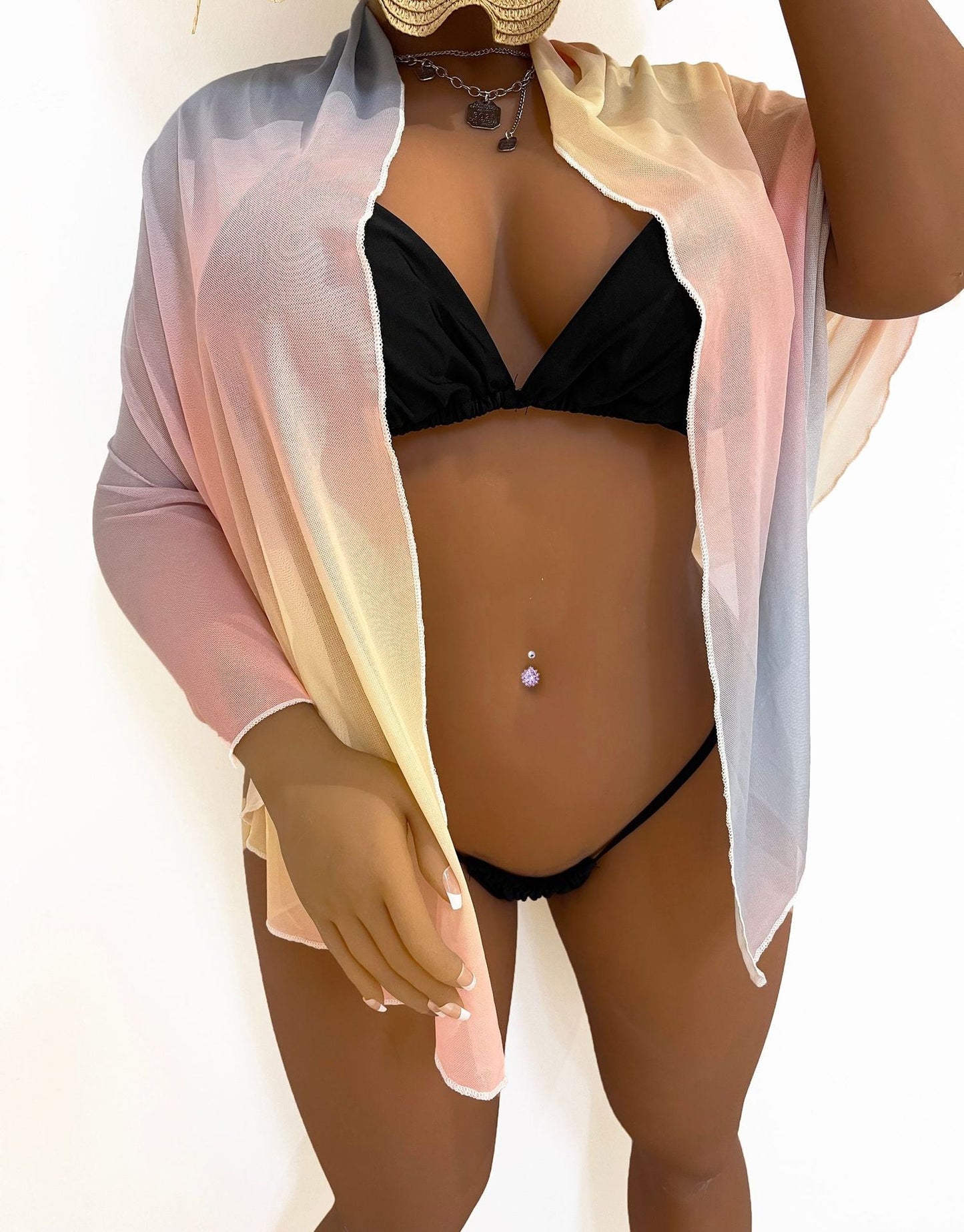 Mesh Beach Skirt Women Clothes Random Tie Dyed Printed One Piece Irregular Asymmetric Skirt