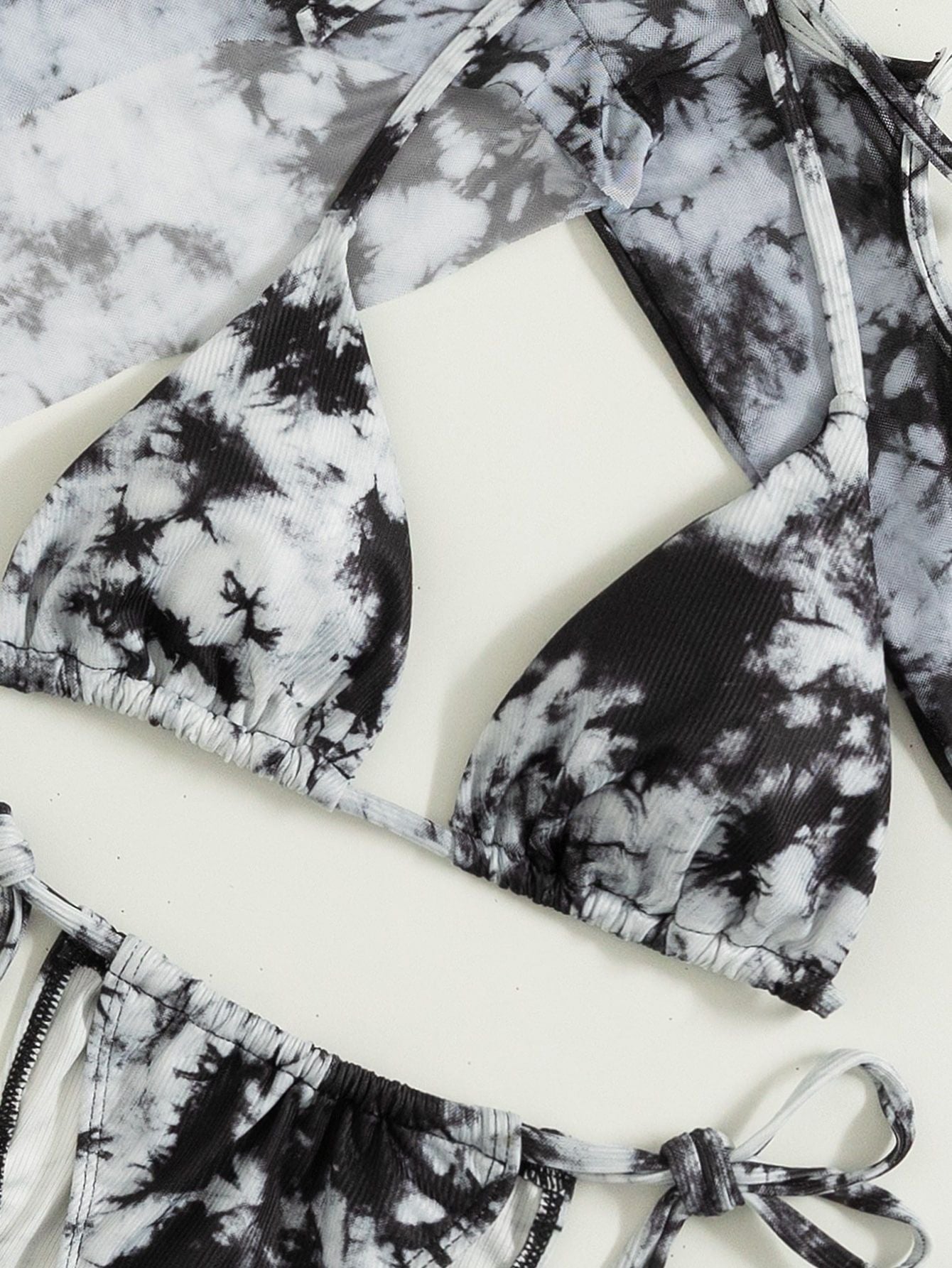 Swimwear Blooming Printed Bikini Lace-up Sexy Bikini Three Piece Two Piece Swimsuit