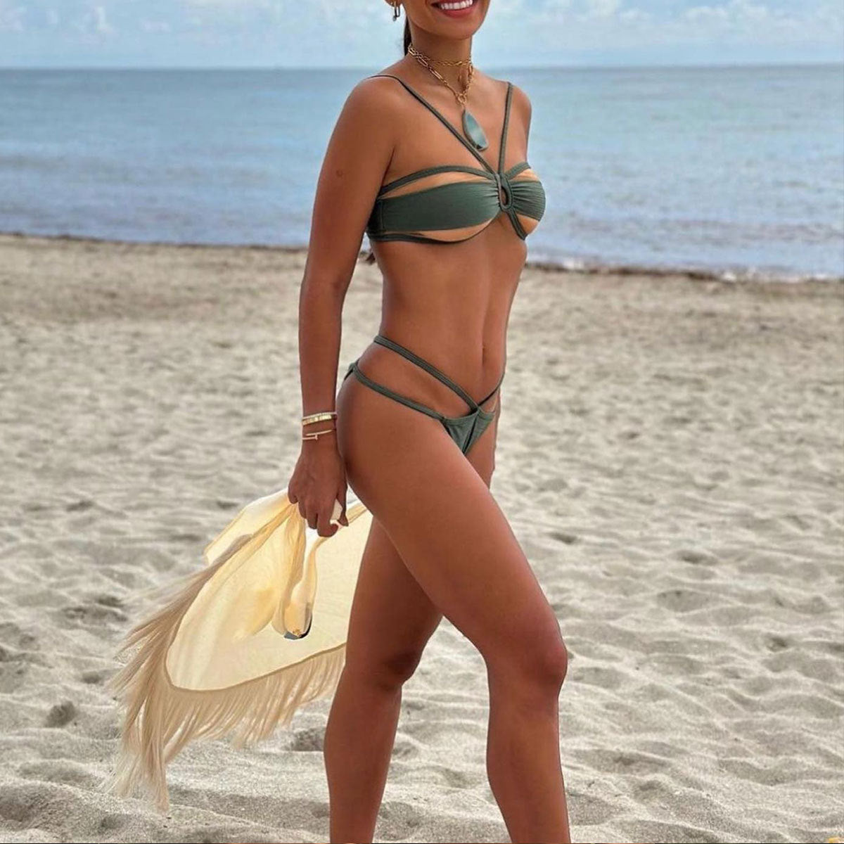 Miniature Three Point Solid Color Bikini Sexy Split Swimsuit Women Bikini