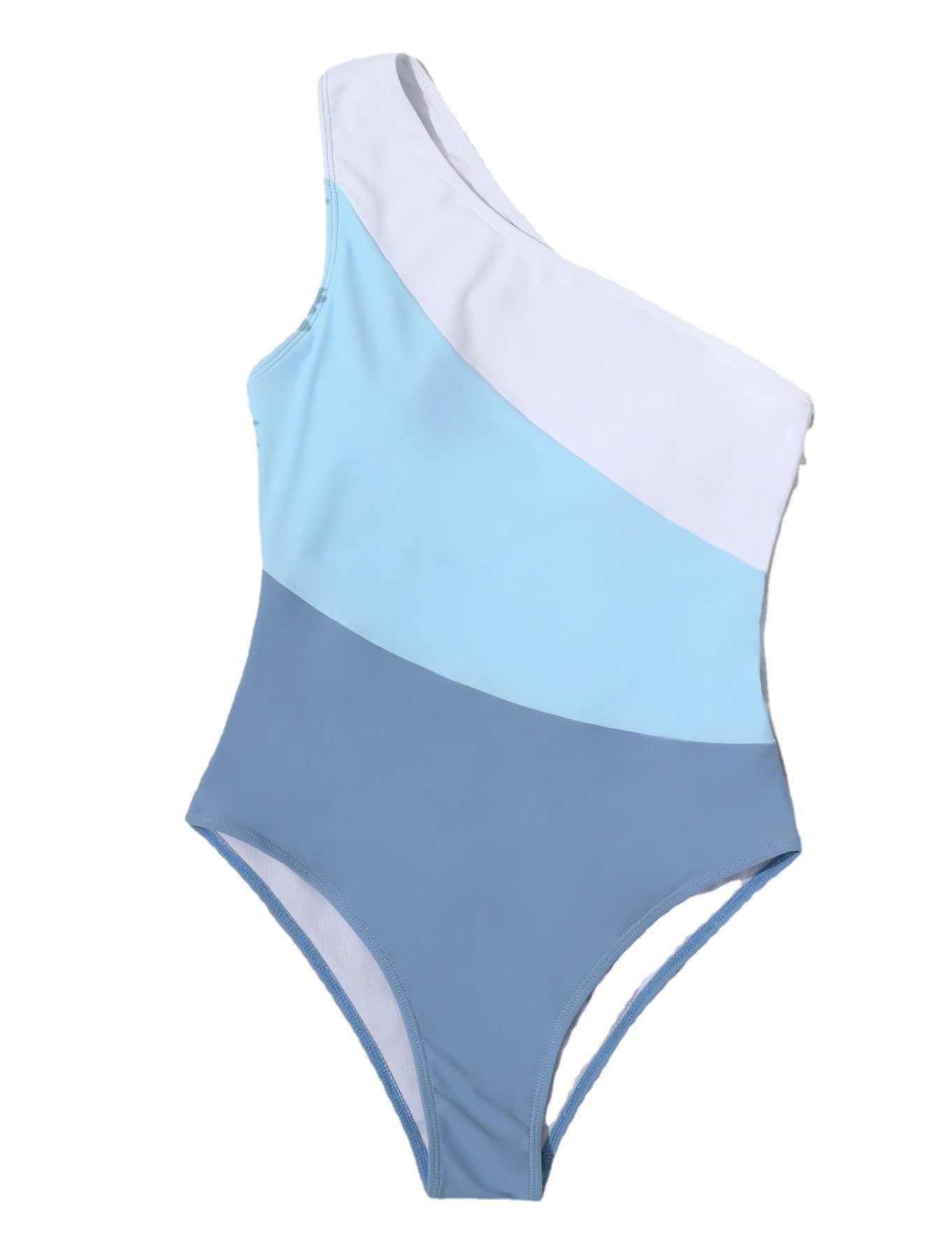 One-Shoulder Color Matching Sexy High Waist One-Piece Bikini Swimsuit Swimwear Women