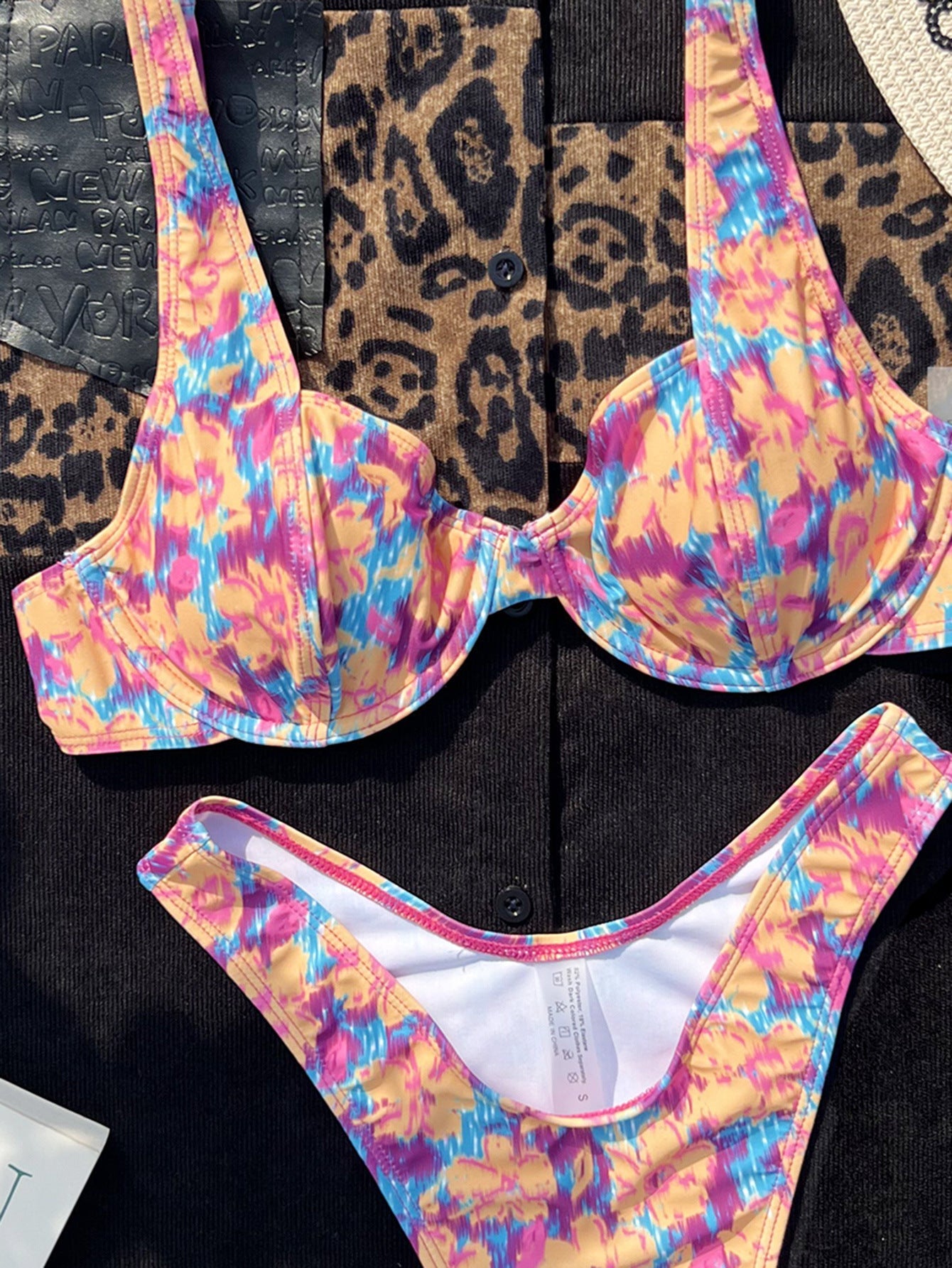 Split Swimsuit Color Printed Steel Bracket Sexy Bikini Swimsuit Bikini