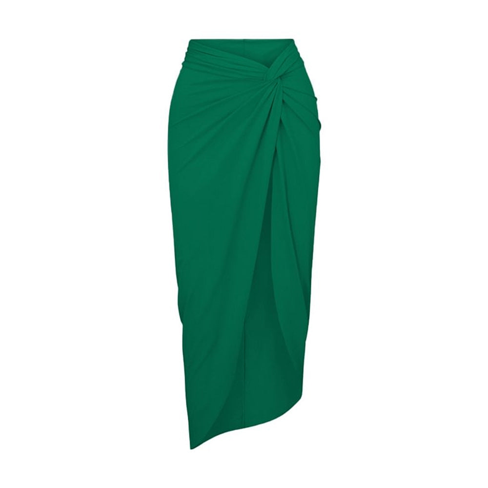 Solid Color One Piece Swimsuit Women Vacation Suit Skirt Swimsuit