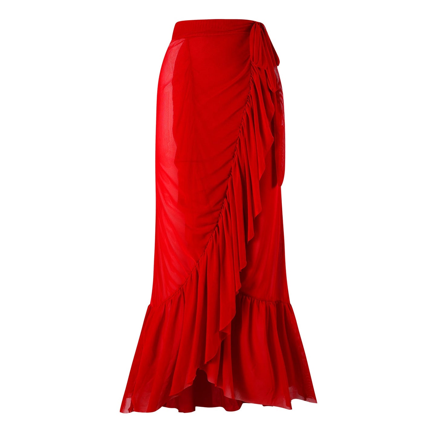 One Piece Swimsuit Women Solid Color Sexy Two Piece Set Swimsuit Tulle Skirt