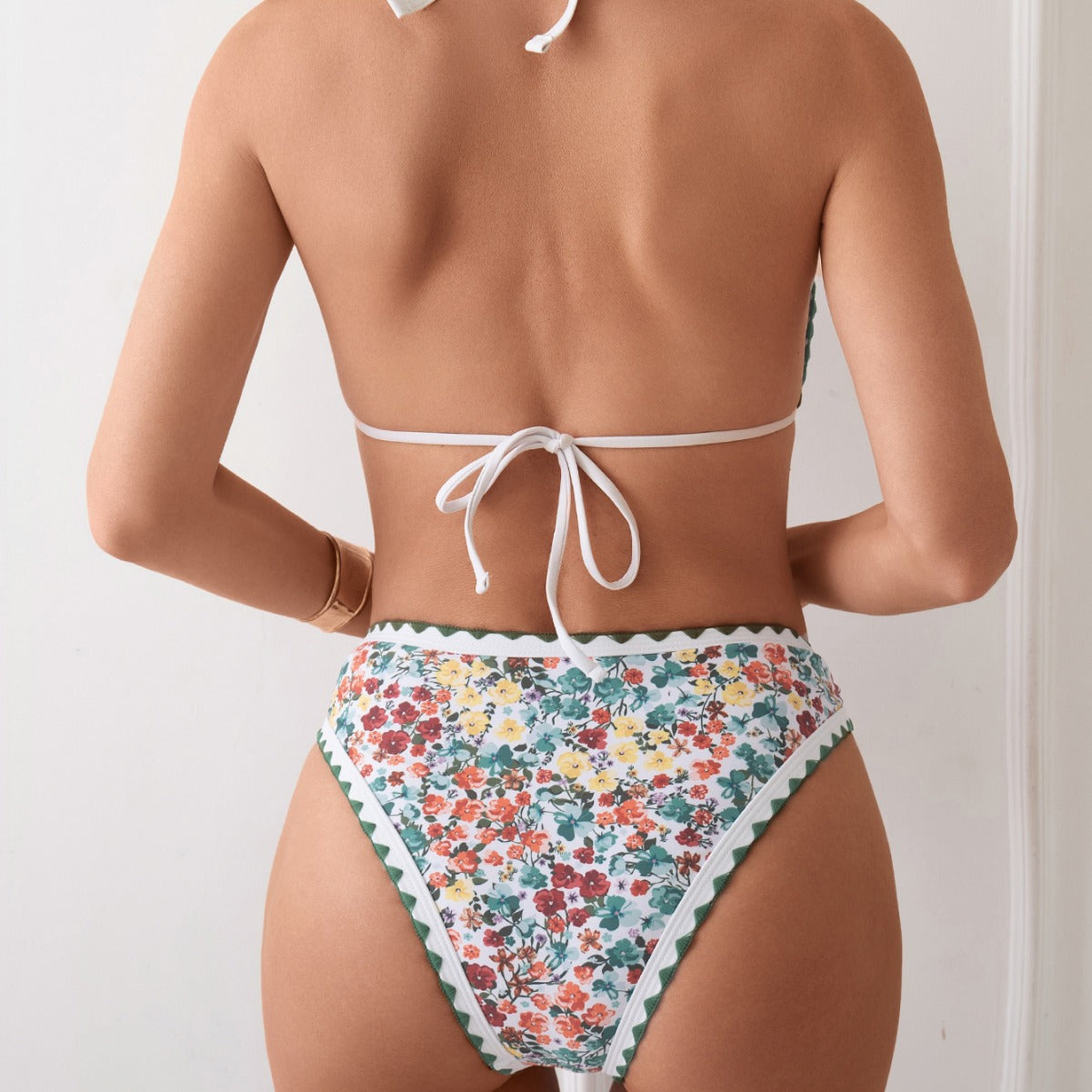 Triangle Bag Split Women Bikini Seaside Beach Swimsuit Printed Women Bikini