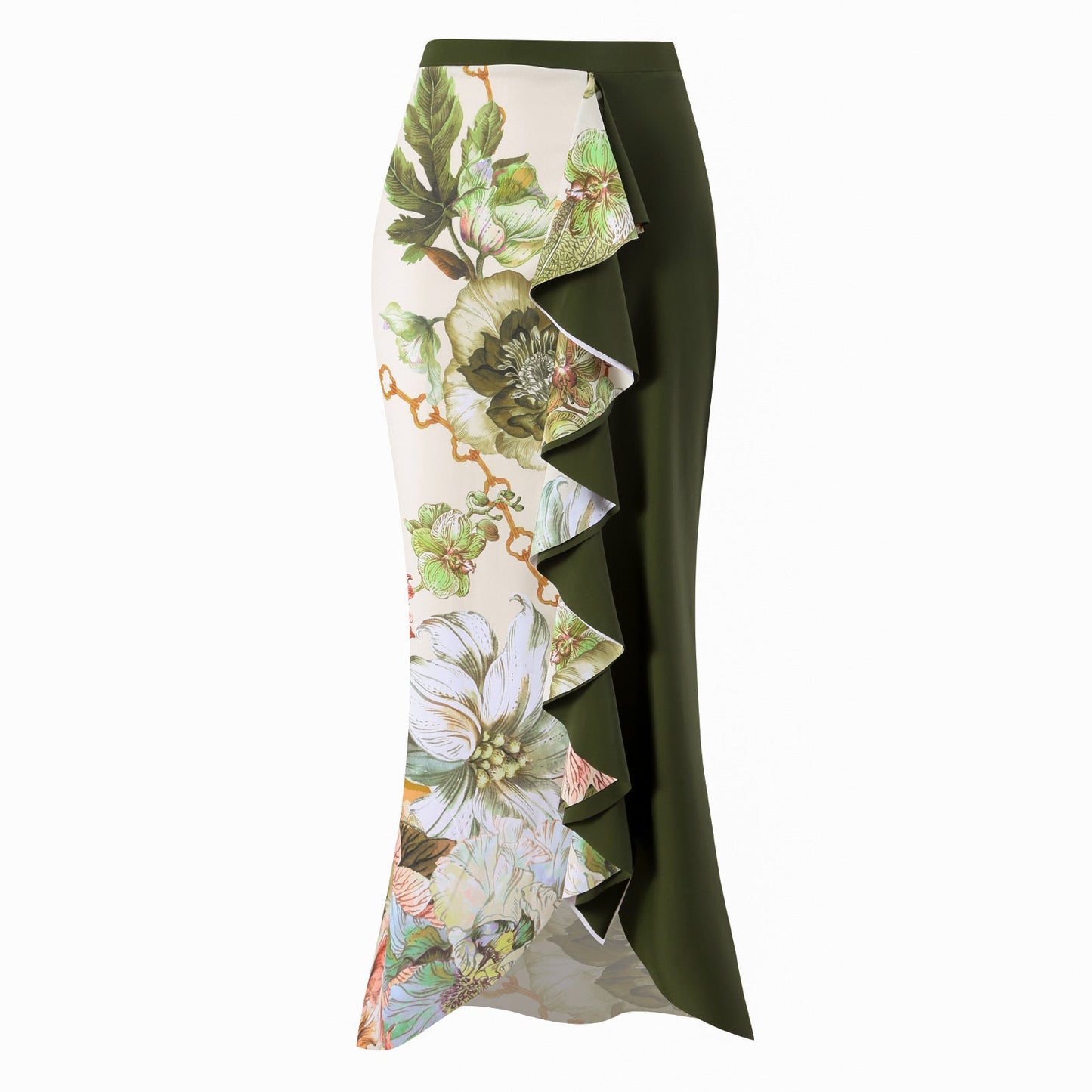 Retro High Waist Split Swimsuit Women Ruffled Bikini Swimsuit Chiffon Beach Skirt Set