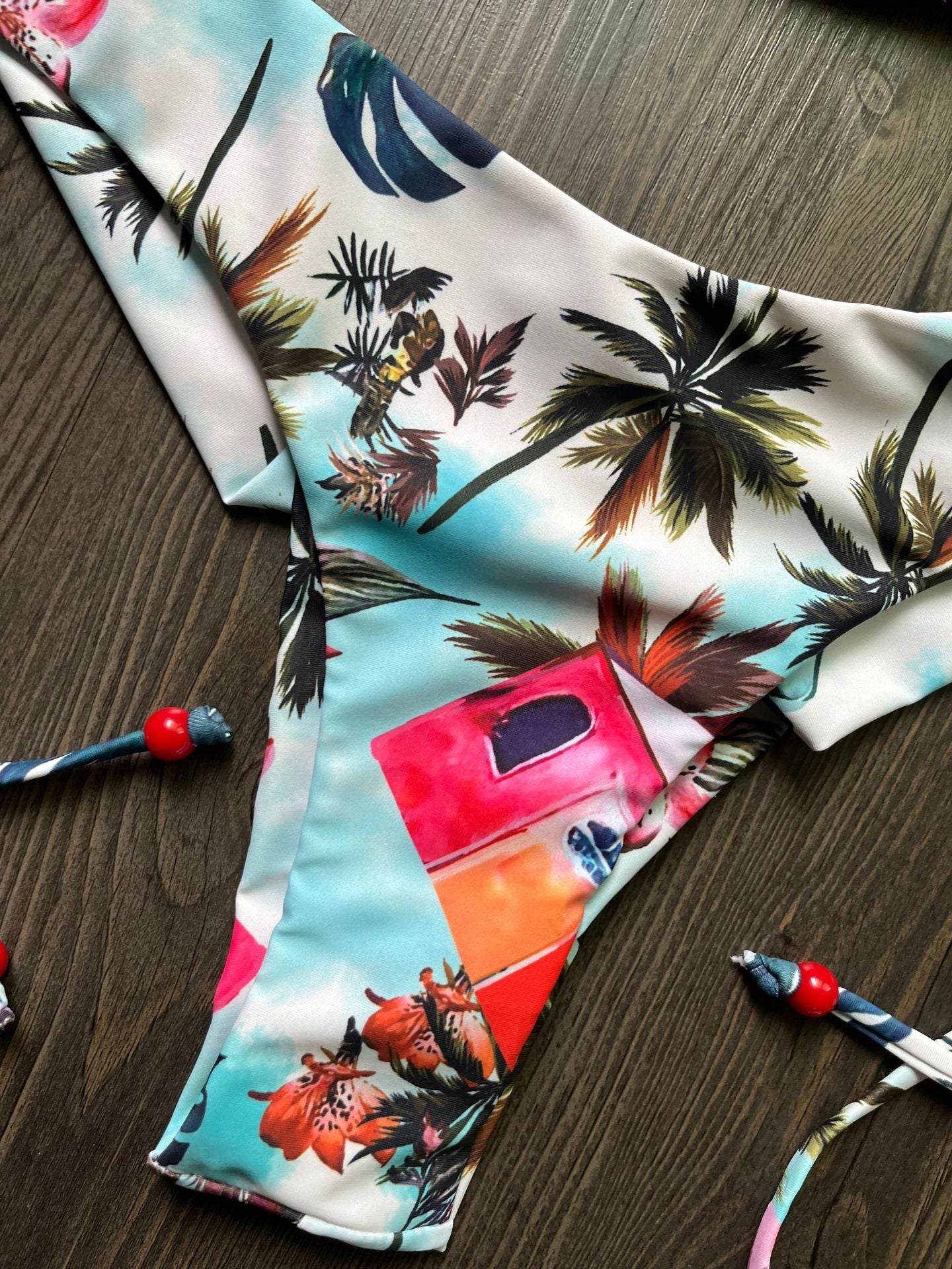 Women Sexy Split Triangle Bag Bikini Fresh Printed Swimsuit Bikini