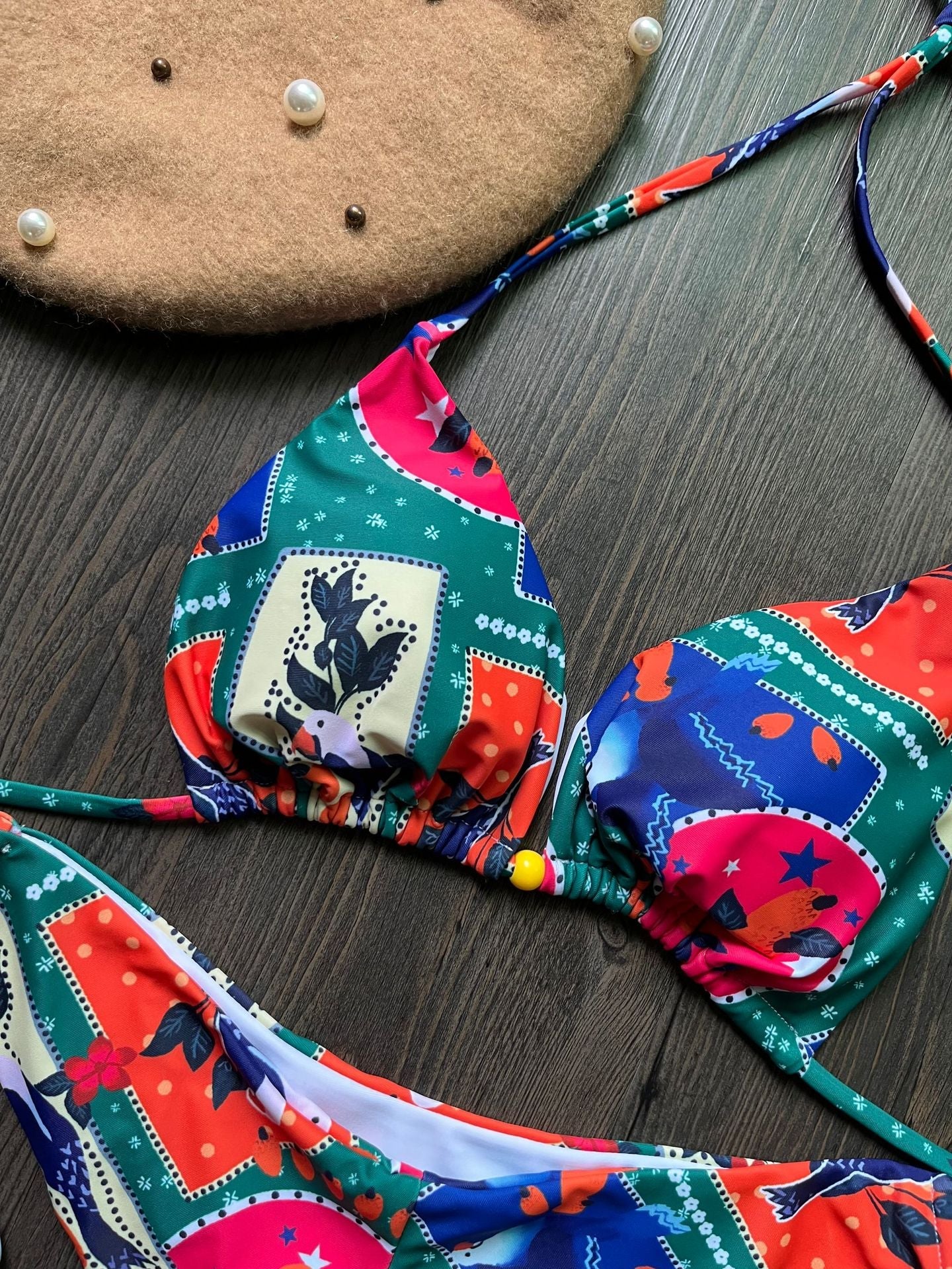 Knot Split Swimsuit Digital Printed Sexy Bikini Women Swimsuit