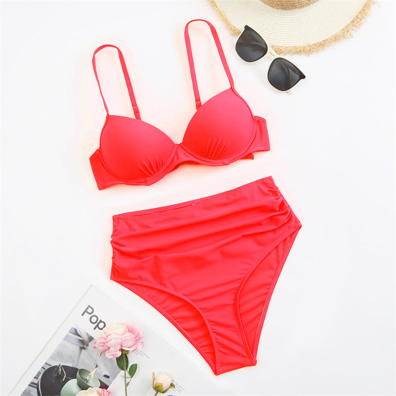 Foreign Single Bikini Swimsuit Women Split Sexy High Waist Bikini