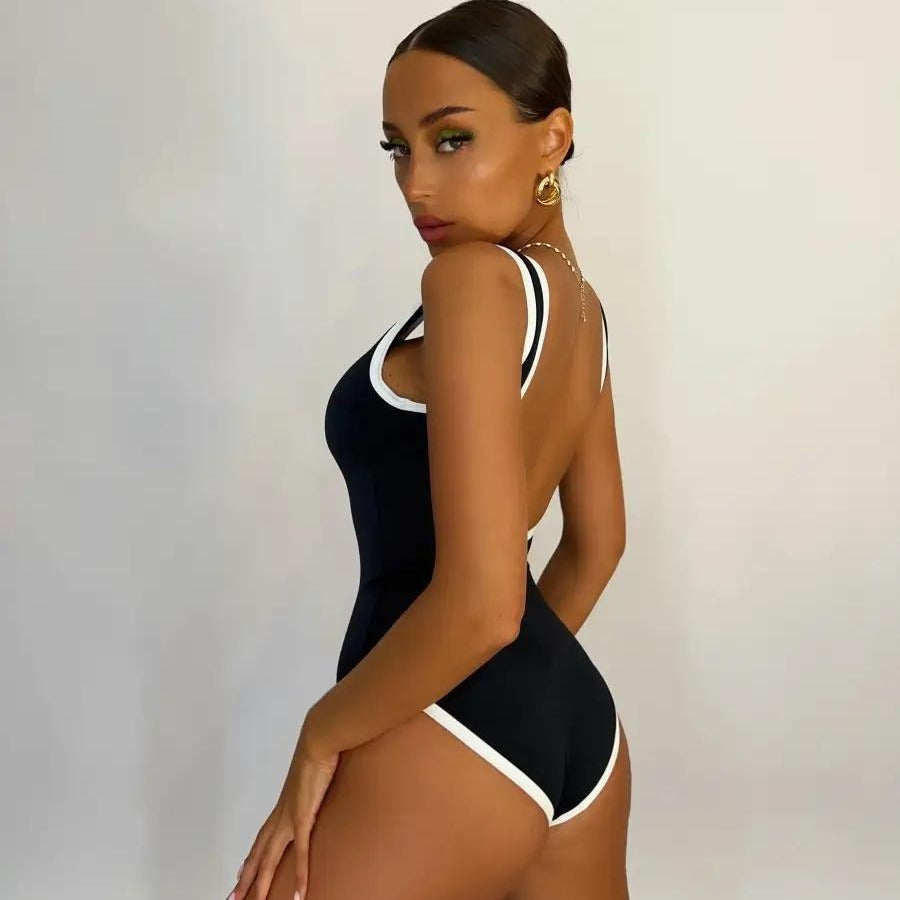 Sports Swimsuit With Chest Pad Women One Piece Sexy Beach Wear