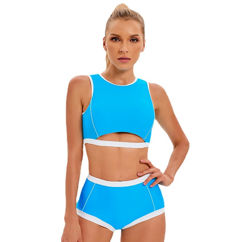 Boxer Sports Split Swimsuit Women Sexy Hollow Out Cutout Backless Bikini Swimsuit