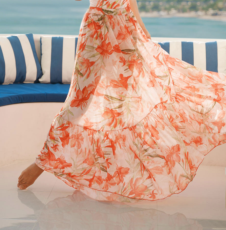 Floral Decoration Printed Sexy Backless Swimsuit Women