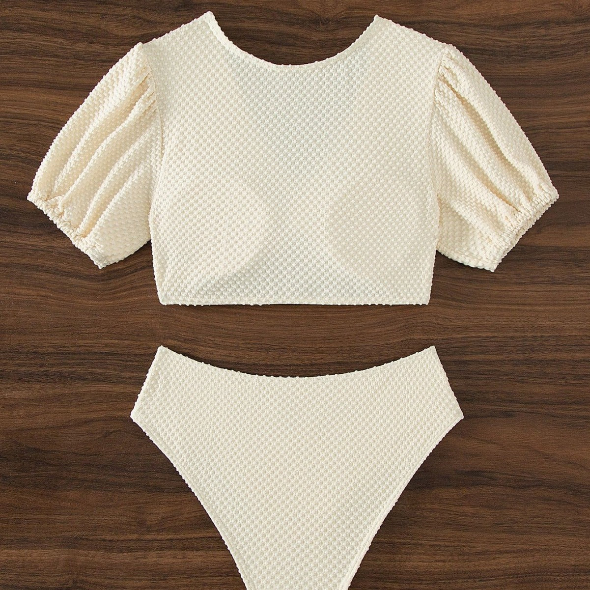 Solid Color Snake Cloth Shoulder High Waist Bikini Sexy Swimsuit for Women