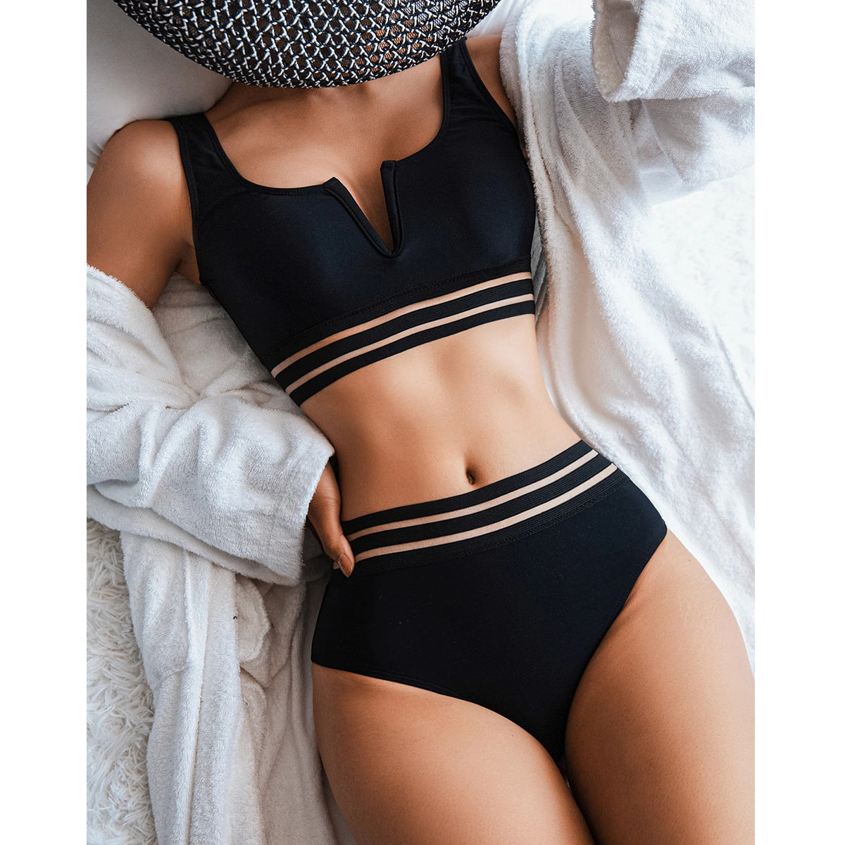 Swimsuit Women Split Triangle High Waist Black Wind Net Red Bikini Bikini