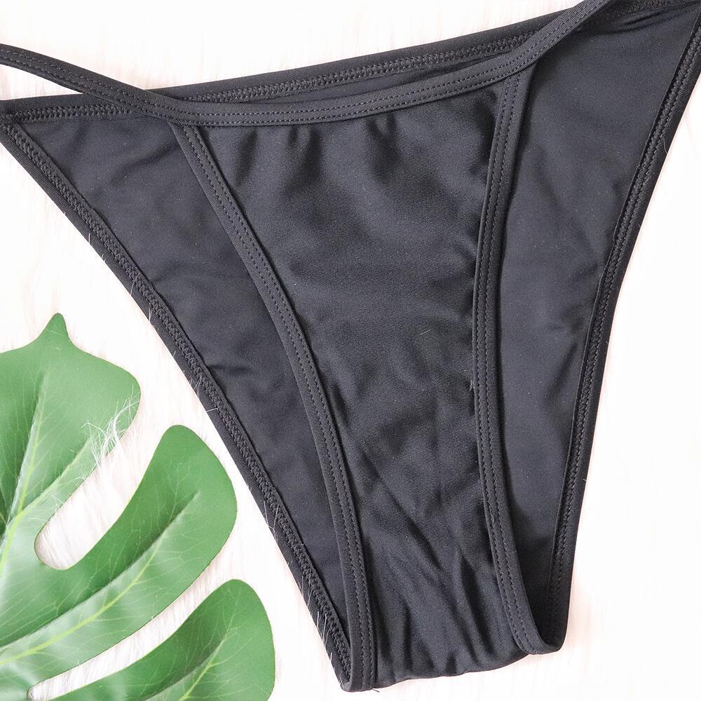 Maillot de bain sexy pour femmes, bikini, accessoires métalliques, ajouré, couleur unie, haut tubulaire