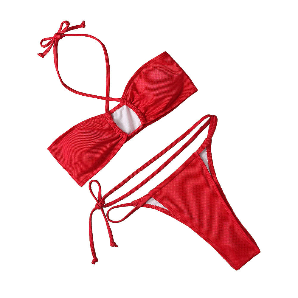 Solid Color Women Seperated Swimwear Bikini Sexy Swimsuit