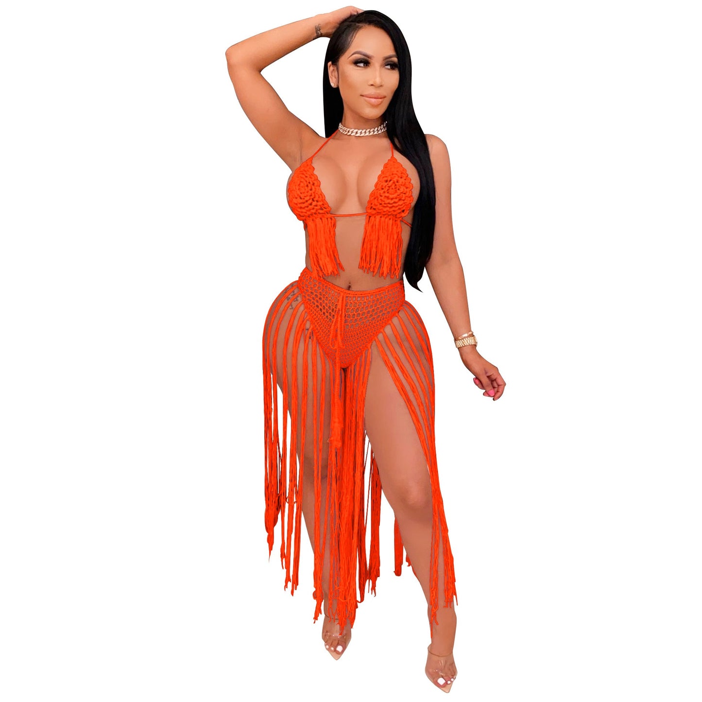 Women Clothing Sexy Hand Crocheted Floral Woven Ladies Beachwear Swimsuit Outfit