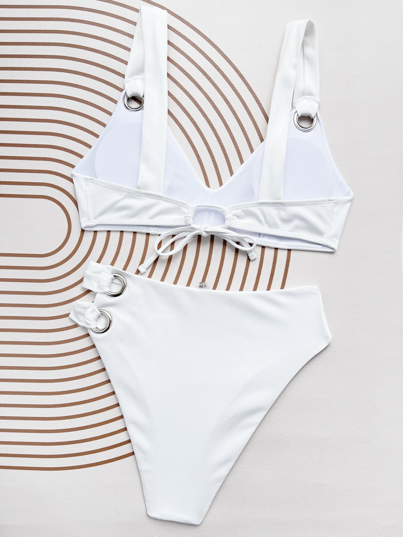 Bikini Solid Color Split Small Sunken Stripe Swimsuit