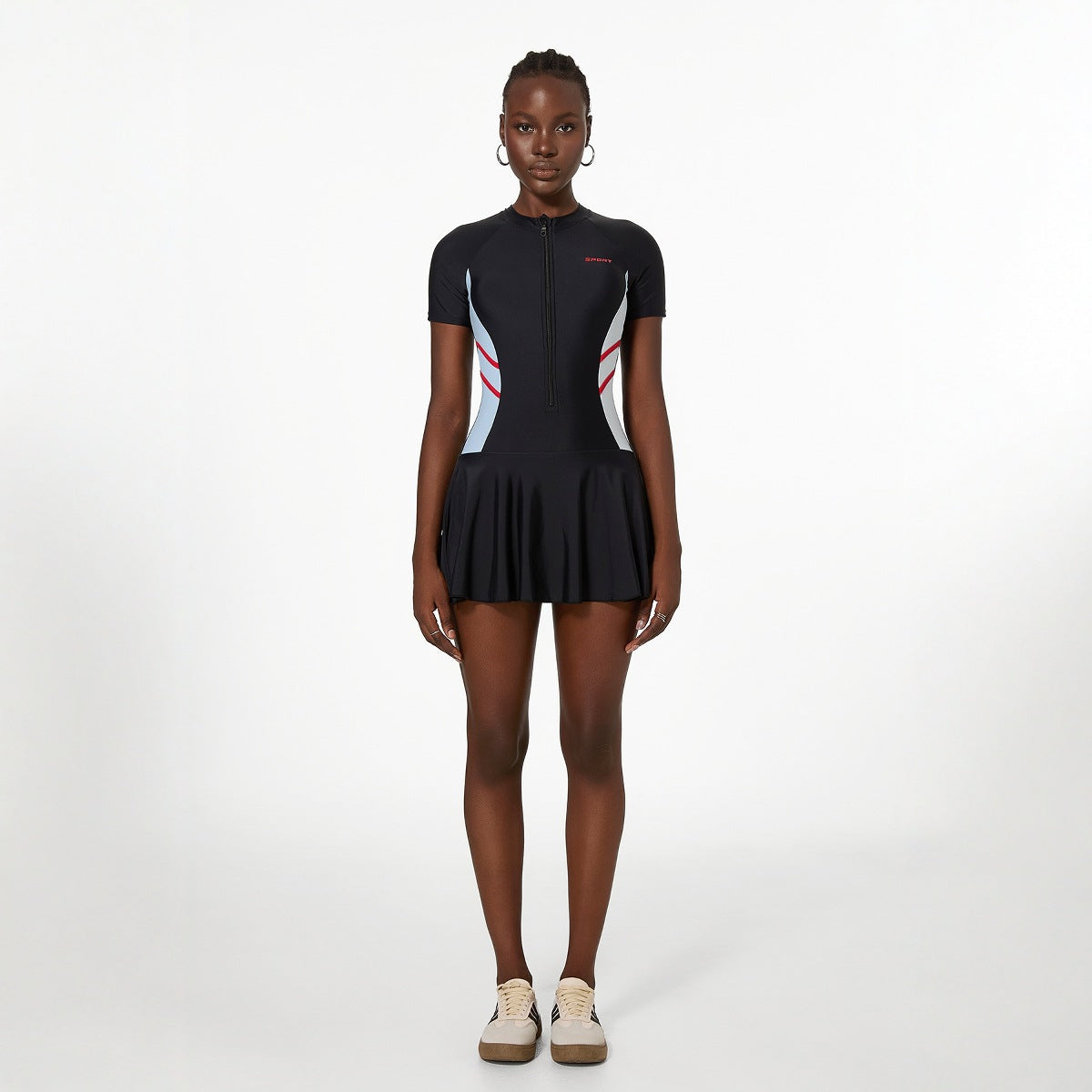 Swimsuit Ladies One Piece Long Sleeve Sun Protection Skirt Conservative plus Size Spring Swimming Pool Special Swimsuit