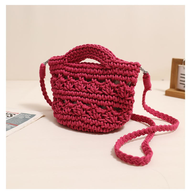 Crossbody Cotton Thread Woven Bag All Matching Hollow Out Cutout Straw Bag Vacation Beach Bag Partysu Women Bag