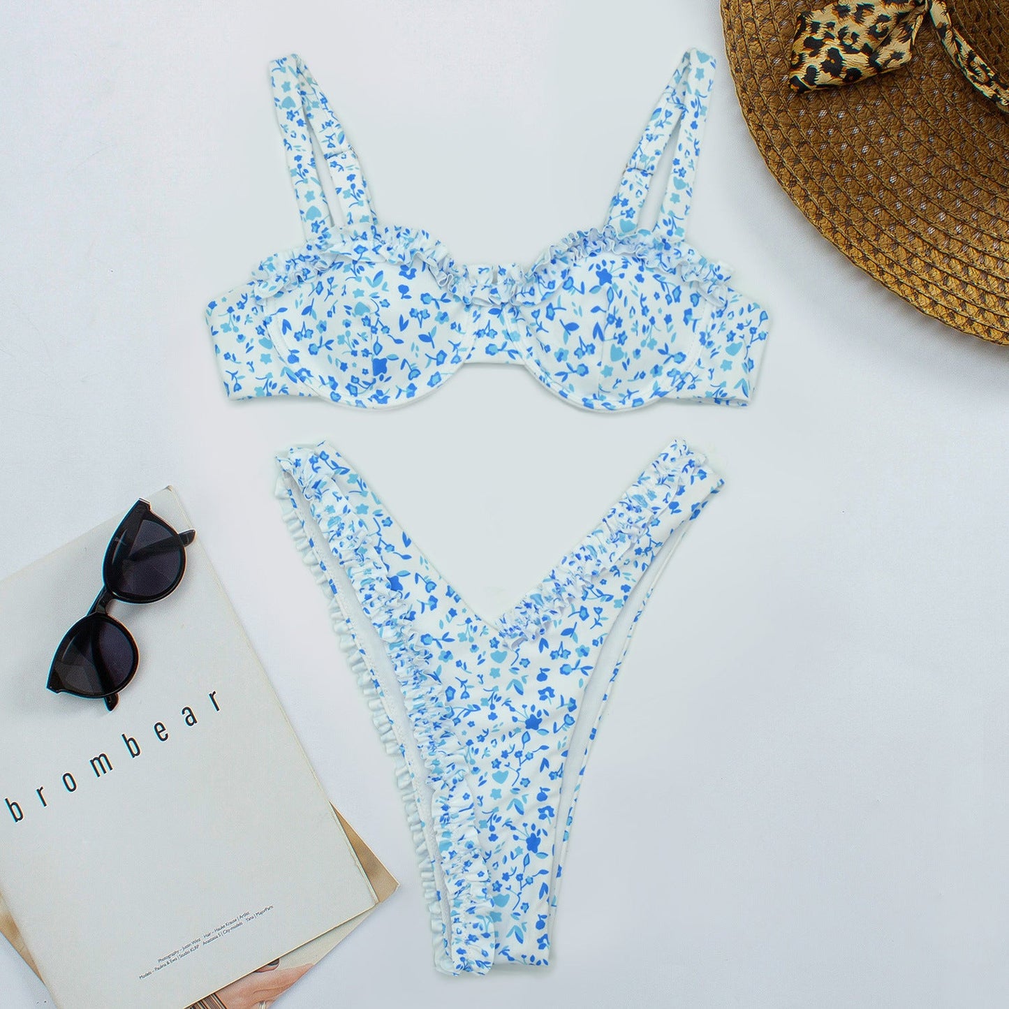 Bikini Women Digital Printing Lace Small Clear Swimsuit Women Swimsuit