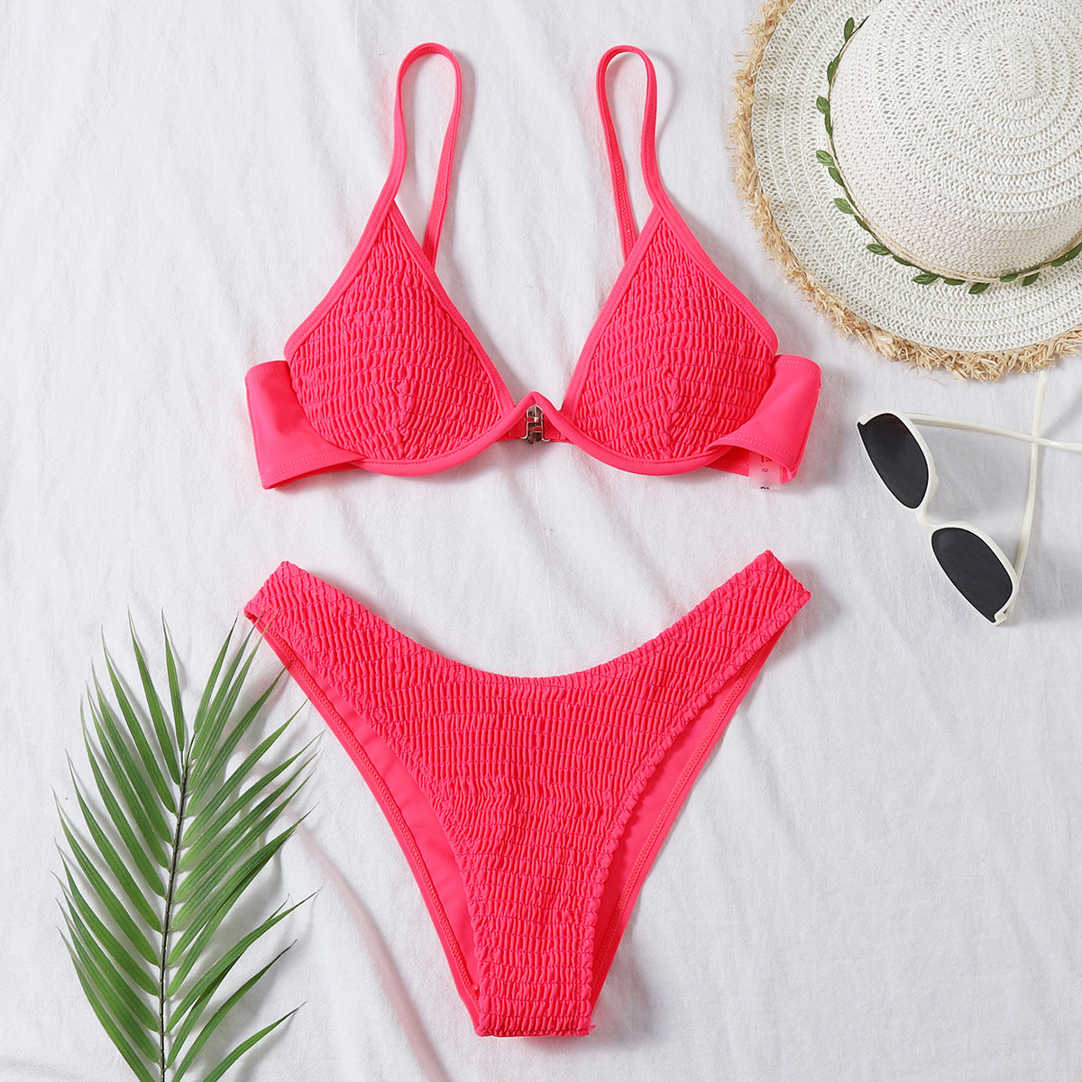 Bikini Pleating Craft Nylon Swimsuit Swimwear