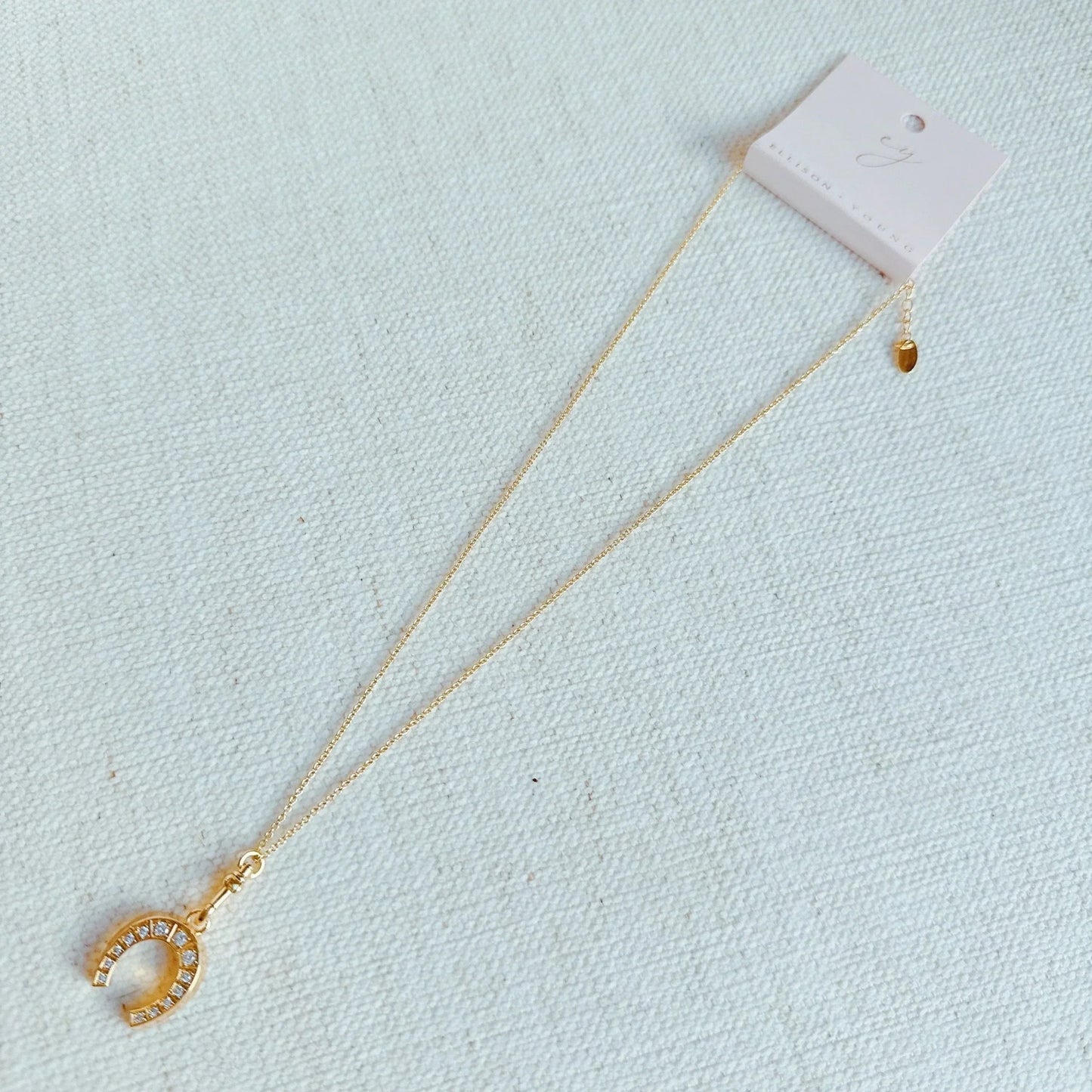 Paved Horseshoe Pendant Necklace