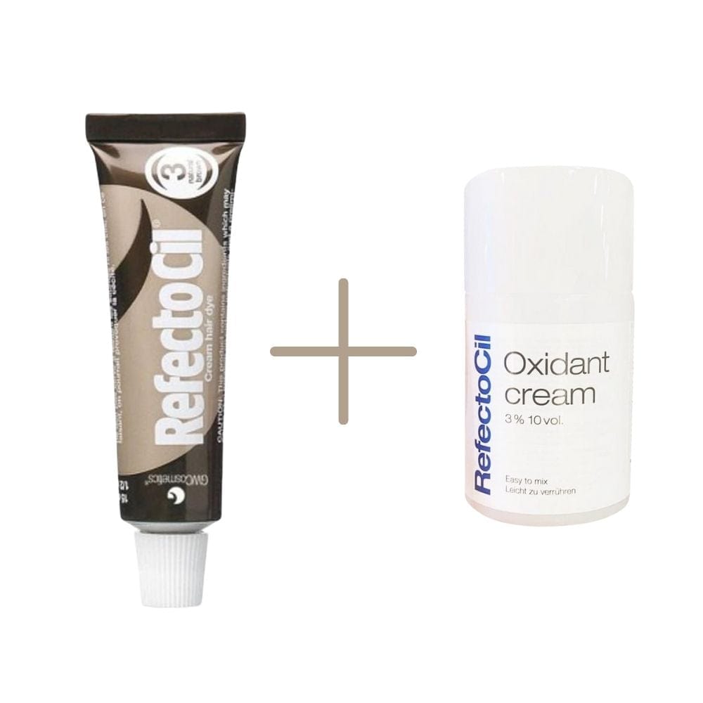 RefectoCil Eyebrow and Eyelash Dye No:3 Dark Brown 15 ml +RefectoCil 3% 10 vol. Cream Oxidant 100 ml