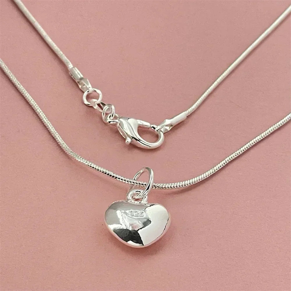 925 Sterling Silver Heart Pendant - Minimalist Fine Jewelry - Gift for Her