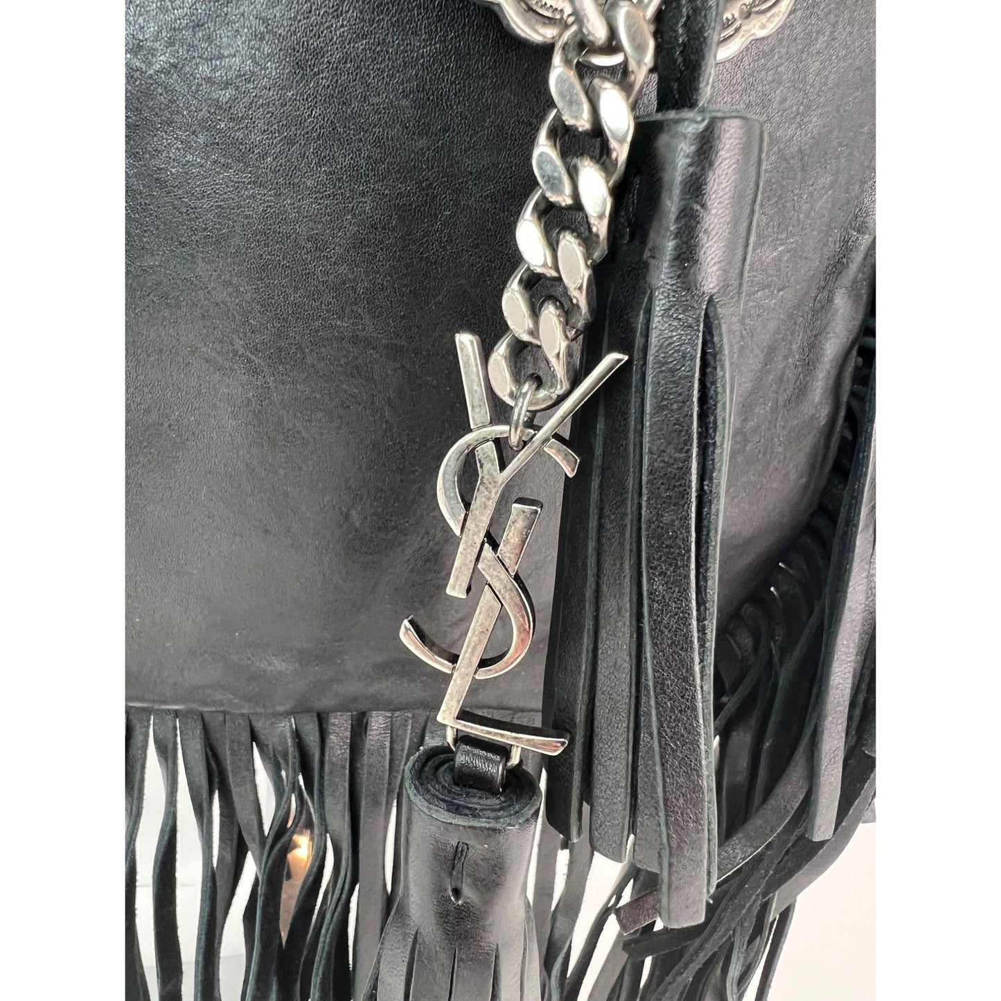 Saint Laurent Lambskin Anita Tassel Black Crossbody Bag