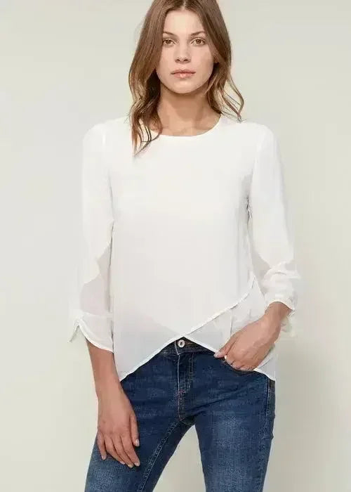 Blush & Cream Cross Hem Blouse For Women | Femstylo