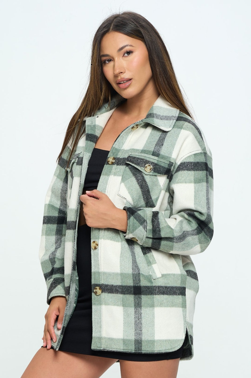 Sage Vegan Wool Shacket - Getting Limited