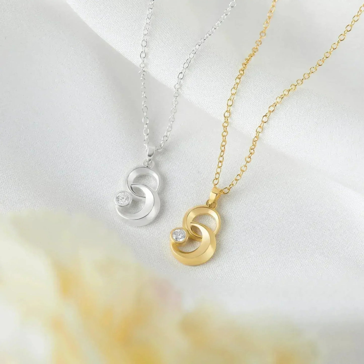 Moon & Star Linked Necklace, White Stone Moon Necklace, Gold Necklace