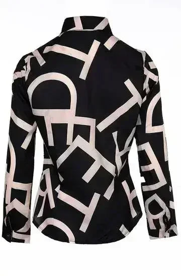Black color Jazz Letter Print Blouse | Femstylo