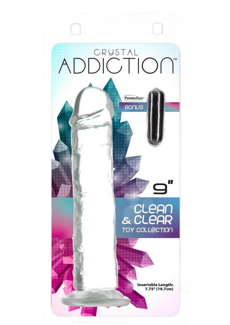 Crystal Addiction Vibrating Vertical Dong with Power Bullet