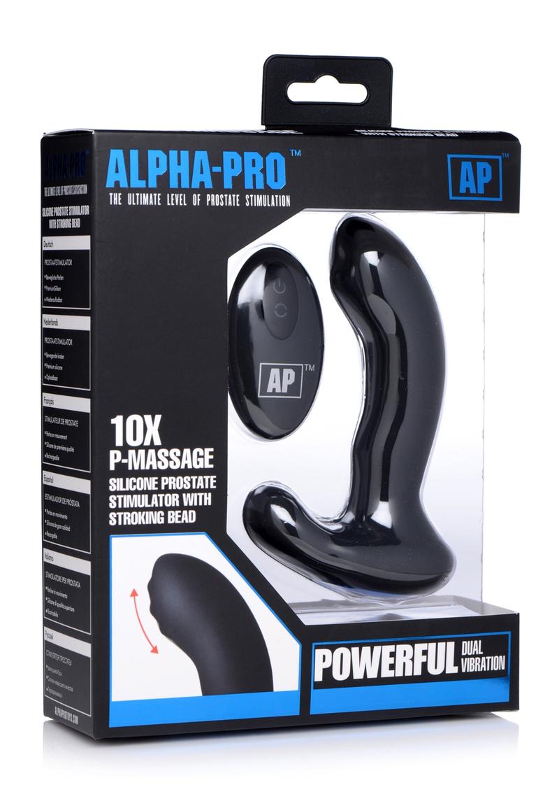 Alpha Pro P-Massage Silicone Prostate Stimulator with Stroking Bead