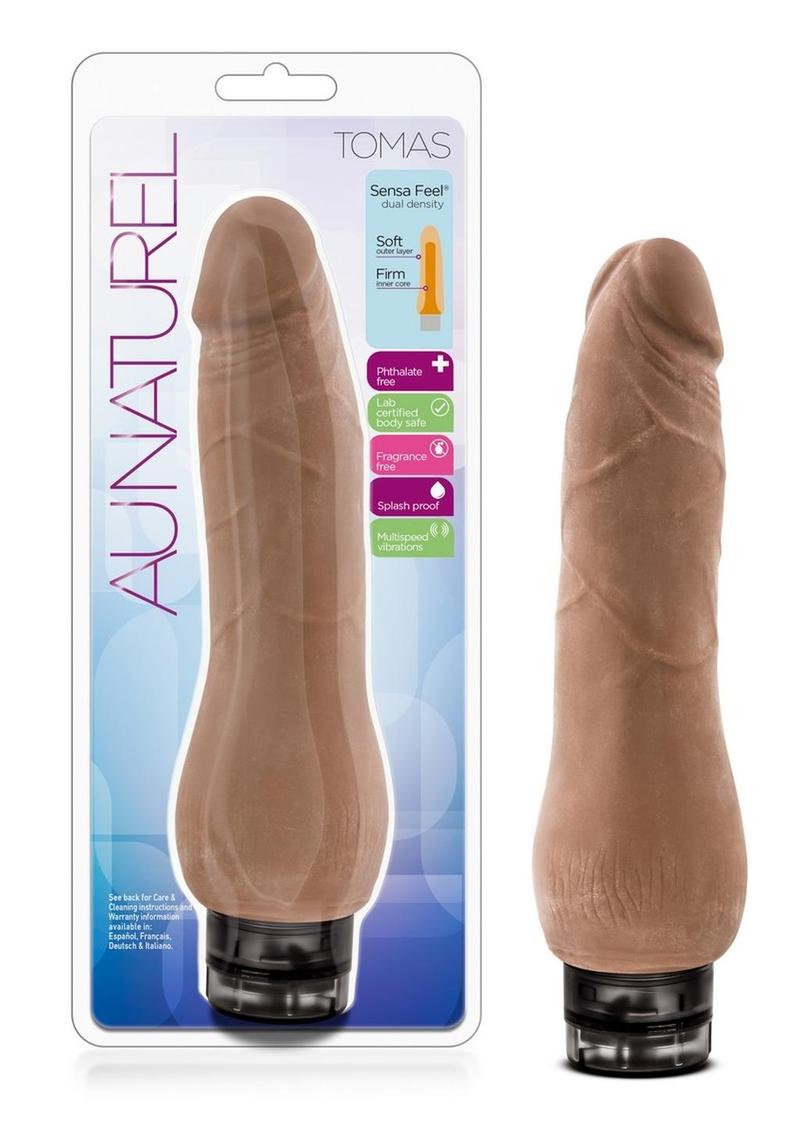Au Naturel Tomas 9-inch Vibrating Caramel Dildo