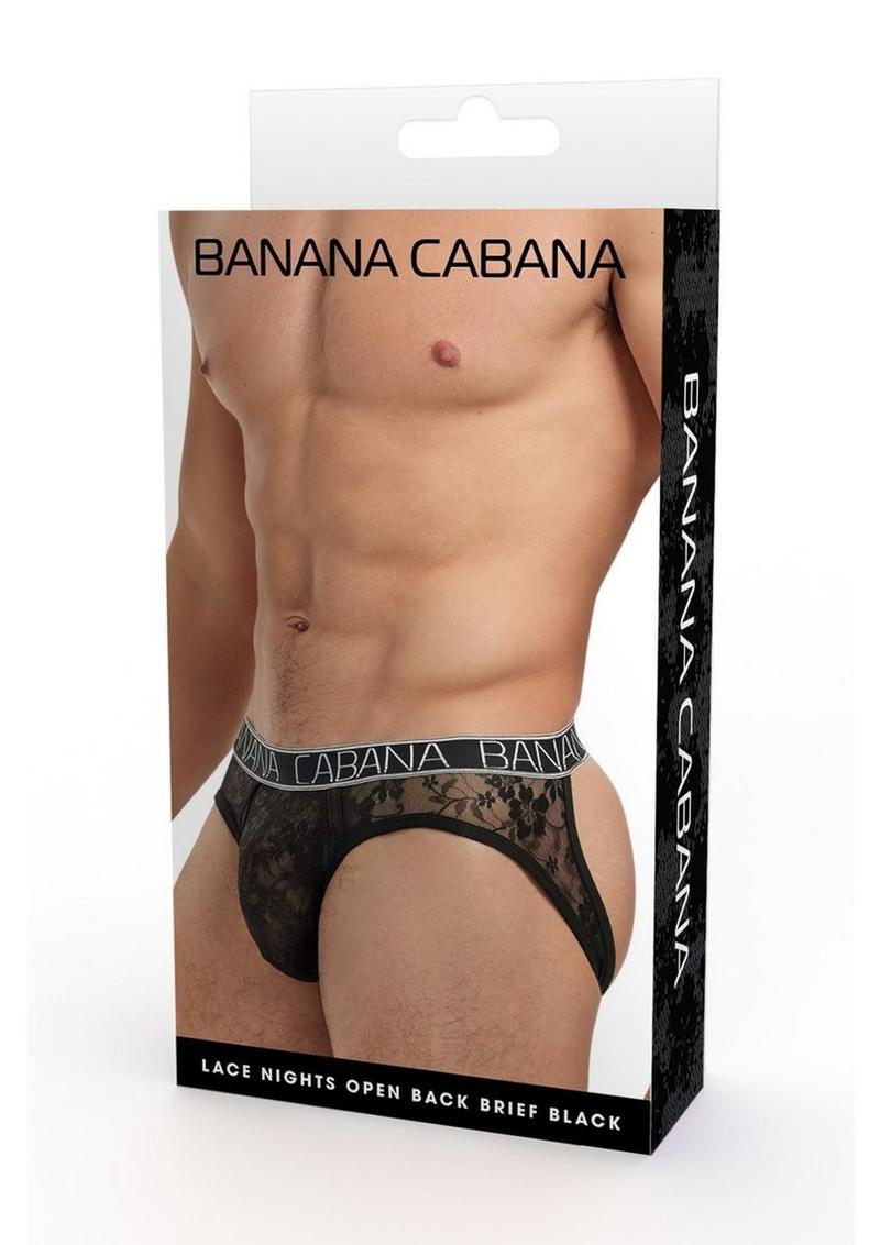 Banana Cabana Lace Nights Open Back Brief Sheer Men's Lace Lingerie